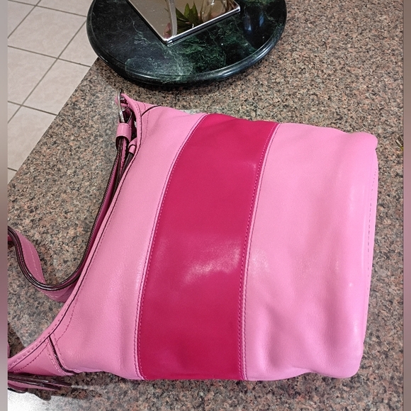 Coach Bleeker Rugby Stripe Bucket Duffle Bag, Pink - Picture 14 of 17